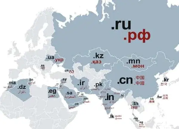 Rodzaje domen internetowych mapa