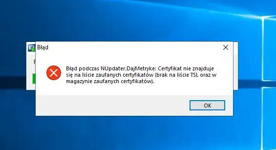 Płatnik błąd certyfikatu
