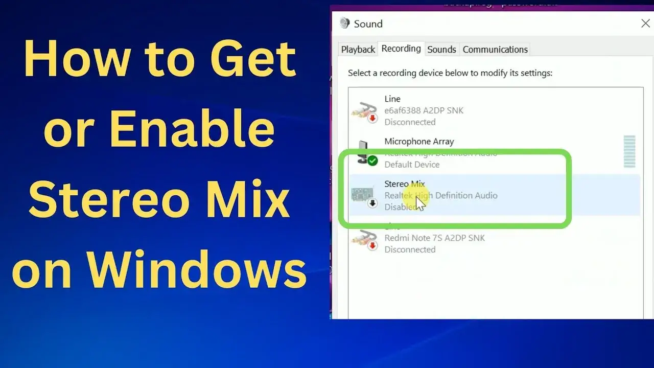 Aktywacja Miks stereo Windows 10 Panel sterowania dźwięk