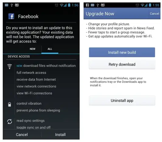 aktualizacja facebook android sklep play