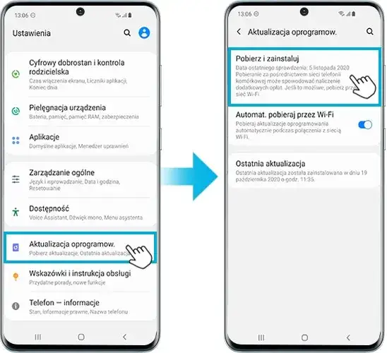 samsung aktualizacja oprogramowania brak