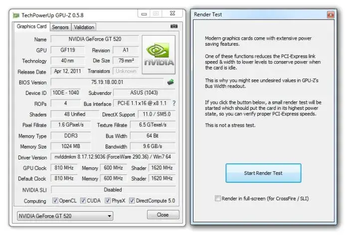 GPU-Z interfejs