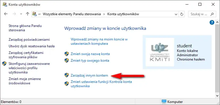 Windows 10 Panel Sterowania Konta użytkowników