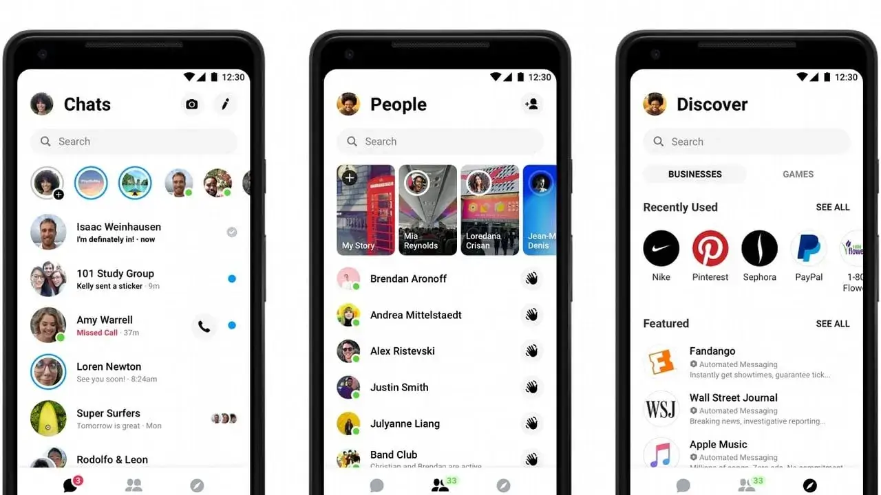 aktualizacja messengera na telefonie, sklep google play, app store