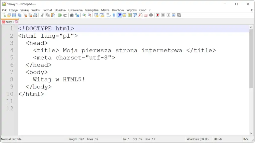 przykładowa prosta strona html